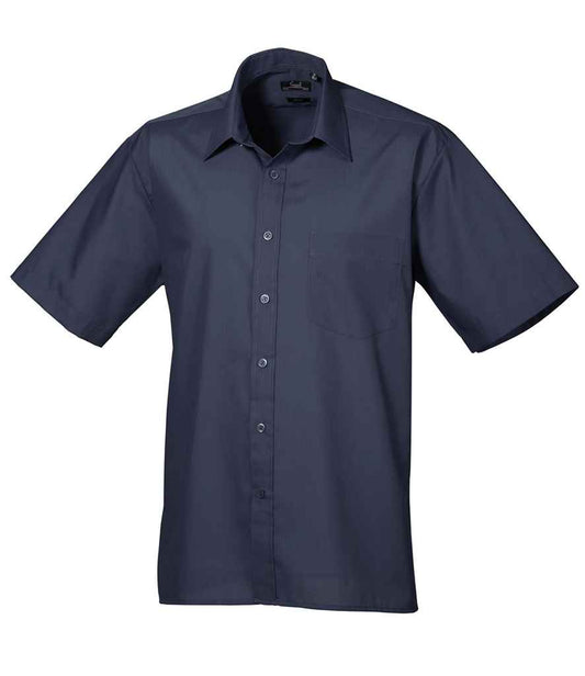 Premier PR202 Navy Front - Men's Shirt Ready to be Embroidered and Printed by Custard Workwear - Cheap Personalised and Customised Workwear in Nottinghamshire, Derbyshire and Leicestershire