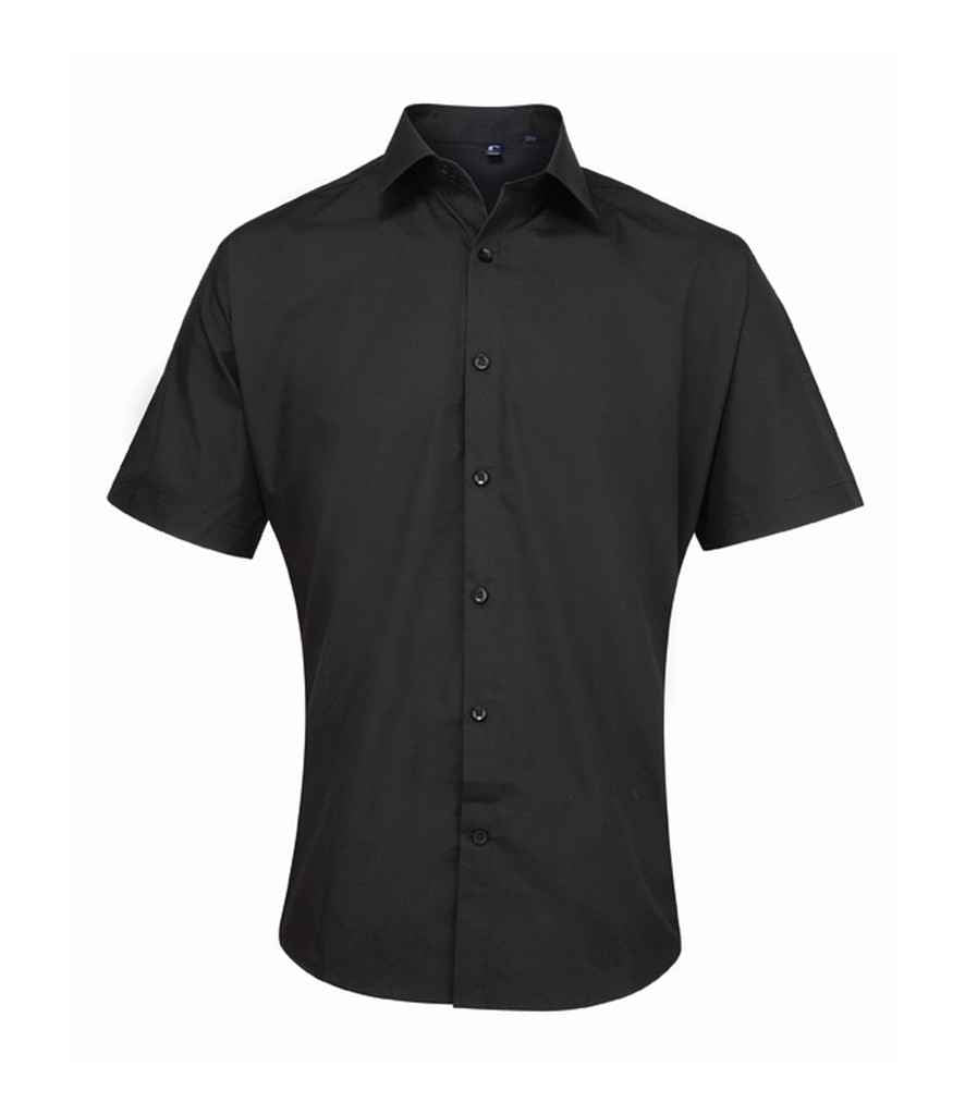 Premier PR209 Black Front - Shirt Ready to be Embroidered and Printed by Custard Workwear - Cheap Personalised and Customised Workwear in Nottinghamshire, Derbyshire and Leicestershire