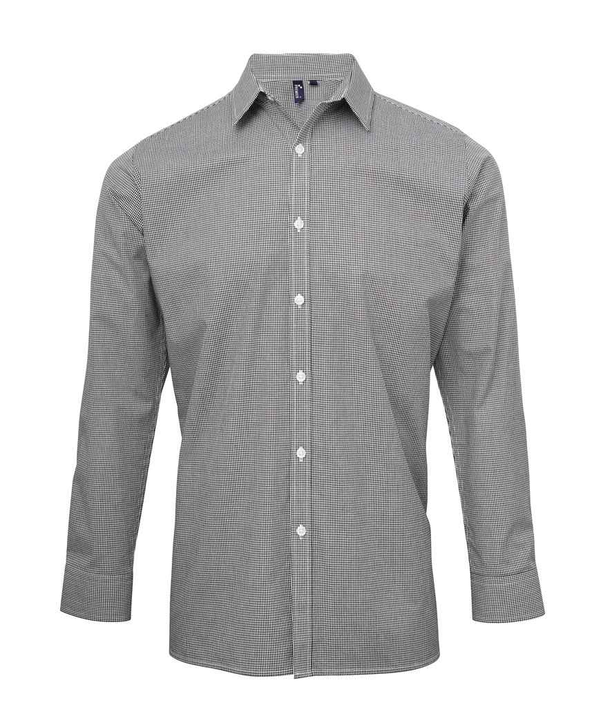 Premier PR220 Black/White Front - Men's Shirt Ready to be Embroidered and Printed by Custard Workwear - Cheap Personalised and Customised Workwear in Nottinghamshire, Derbyshire and Leicestershire