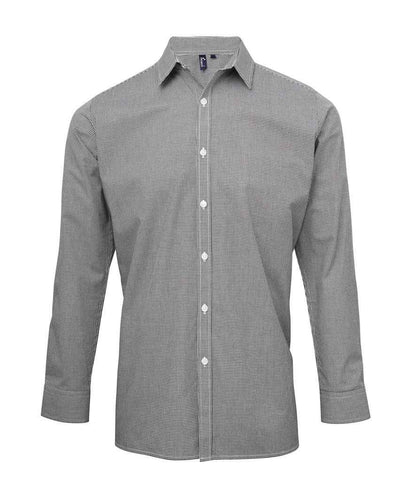 Premier PR220 Black/White Front - Men's Shirt Ready to be Embroidered and Printed by Custard Workwear - Cheap Personalised and Customised Workwear in Nottinghamshire, Derbyshire and Leicestershire