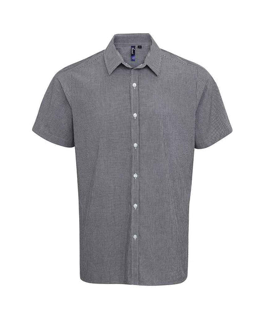Premier PR221 Black/White Front - Men's Shirt Ready to be Embroidered and Printed by Custard Workwear - Cheap Personalised and Customised Workwear in Nottinghamshire, Derbyshire and Leicestershire