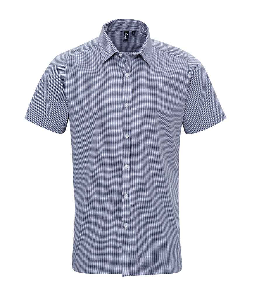 Premier PR221 Navy/White Front - Shirt Ready to be Embroidered and Printed by Custard Workwear - Cheap Personalised and Customised Workwear in Nottinghamshire, Derbyshire and Leicestershire