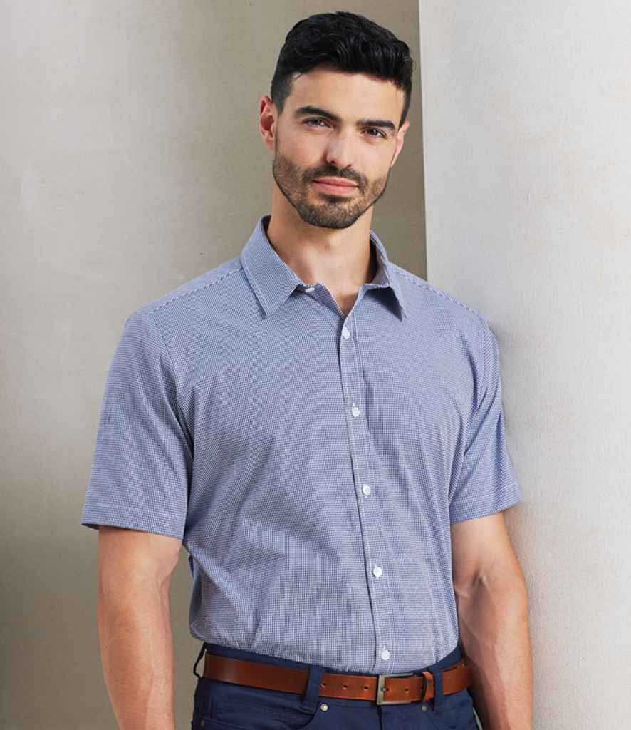Premier PR221 Navy/White Model - Men's Shirt Ready to be Embroidered and Printed by Custard Workwear - Cheap Personalised and Customised Workwear in Nottinghamshire, Derbyshire and Leicestershire