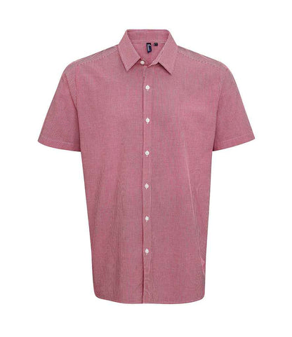 Premier PR221 Red/White Front - Men's Shirt Ready to be Embroidered and Printed by Custard Workwear - Cheap Personalised and Customised Workwear in Nottinghamshire, Derbyshire and Leicestershire