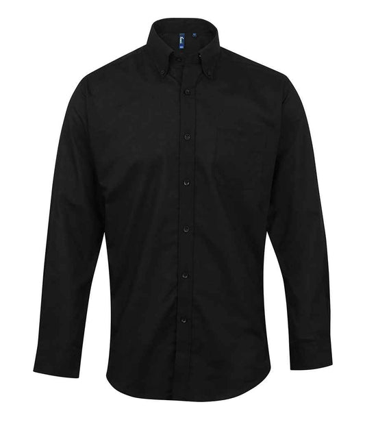 Premier PR234 Black Front - Men's Shirt Ready to be Embroidered and Printed by Custard Workwear - Cheap Personalised and Customised Workwear in Nottinghamshire, Derbyshire and Leicestershire
