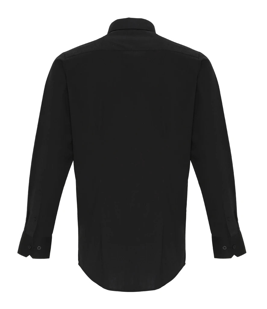 PR244 - Men's Long Sleeve Stretch Fit Poplin Shirt | Black