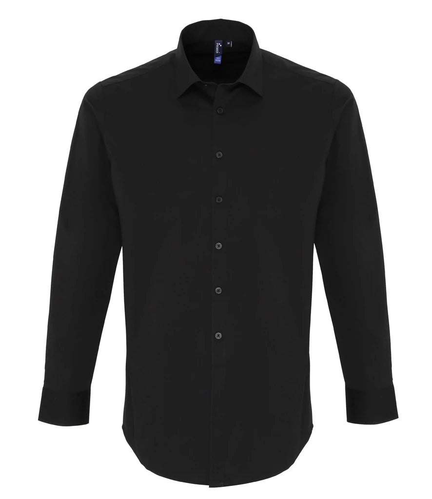 PR244 - Men's Long Sleeve Stretch Fit Poplin Shirt | Black