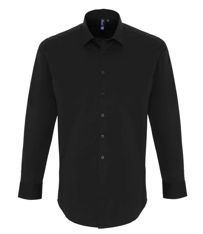 PR244 - Men's Long Sleeve Stretch Fit Poplin Shirt | Black