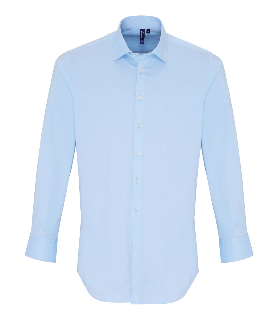 PR244 - Men's Long Sleeve Stretch Fit Poplin Shirt | Pale Blue