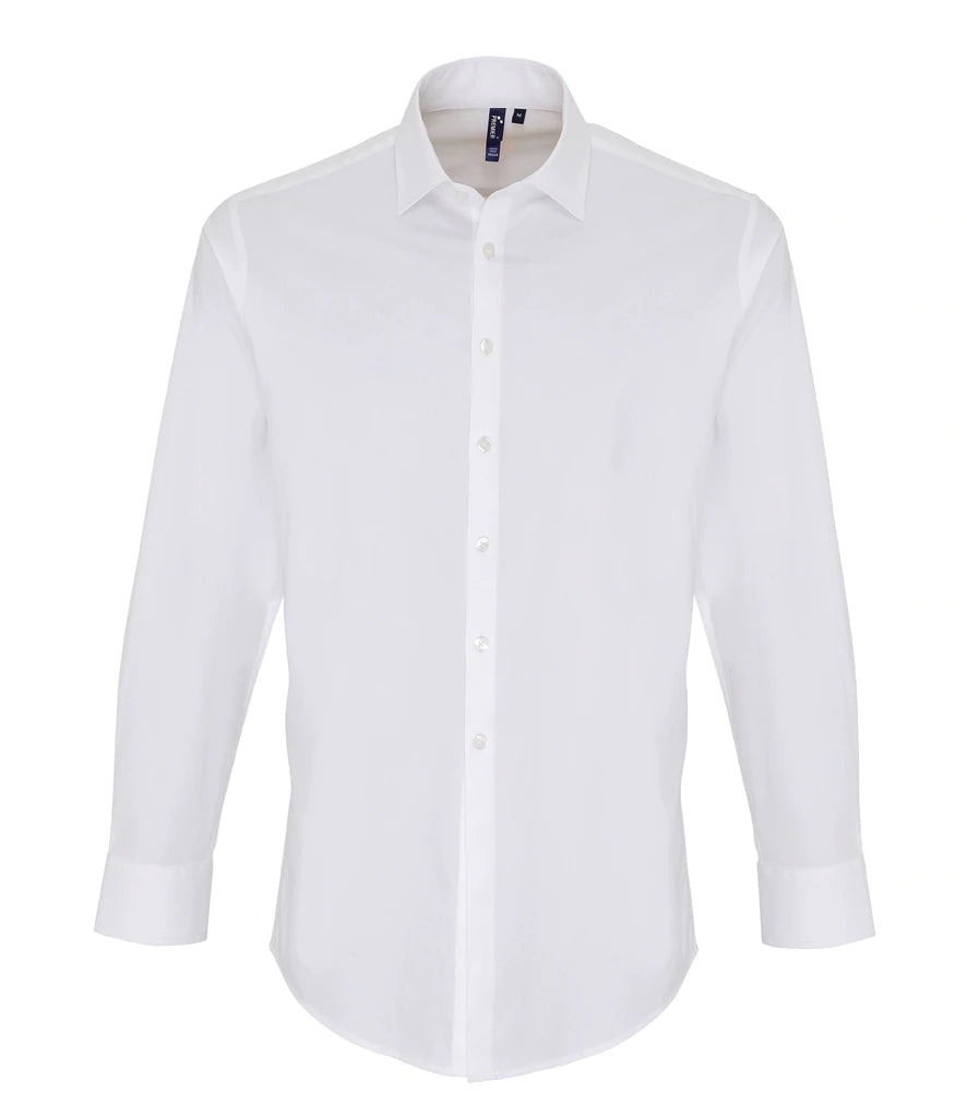 PR244 - Men's Long Sleeve Stretch Fit Poplin Shirt | White