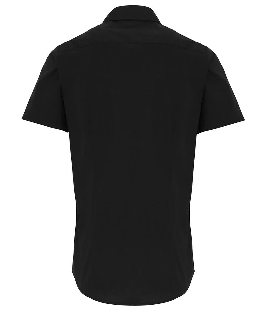 PR246 - Men's Short Sleeve Stretch Fit Poplin Shirt | Black