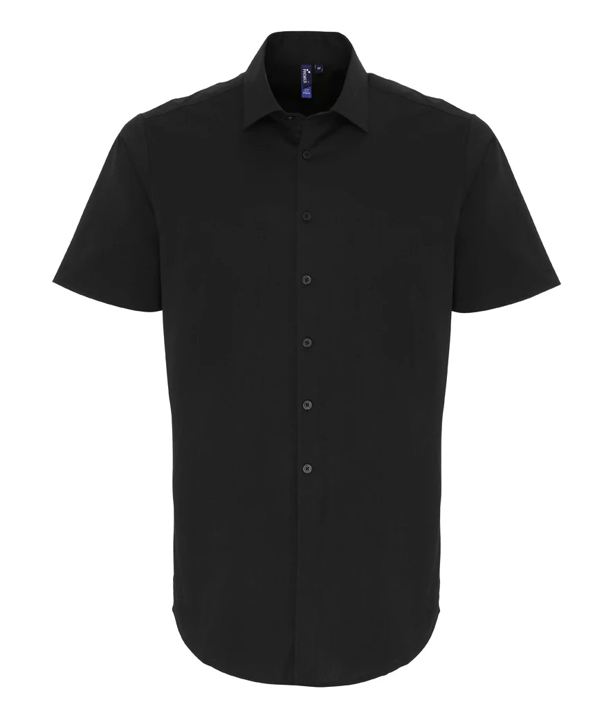PR246 - Men's Short Sleeve Stretch Fit Poplin Shirt | Black