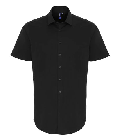 PR246 - Men's Short Sleeve Stretch Fit Poplin Shirt | Black