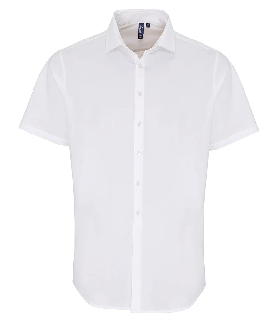PR246 - Men's Short Sleeve Stretch Fit Poplin Shirt | White