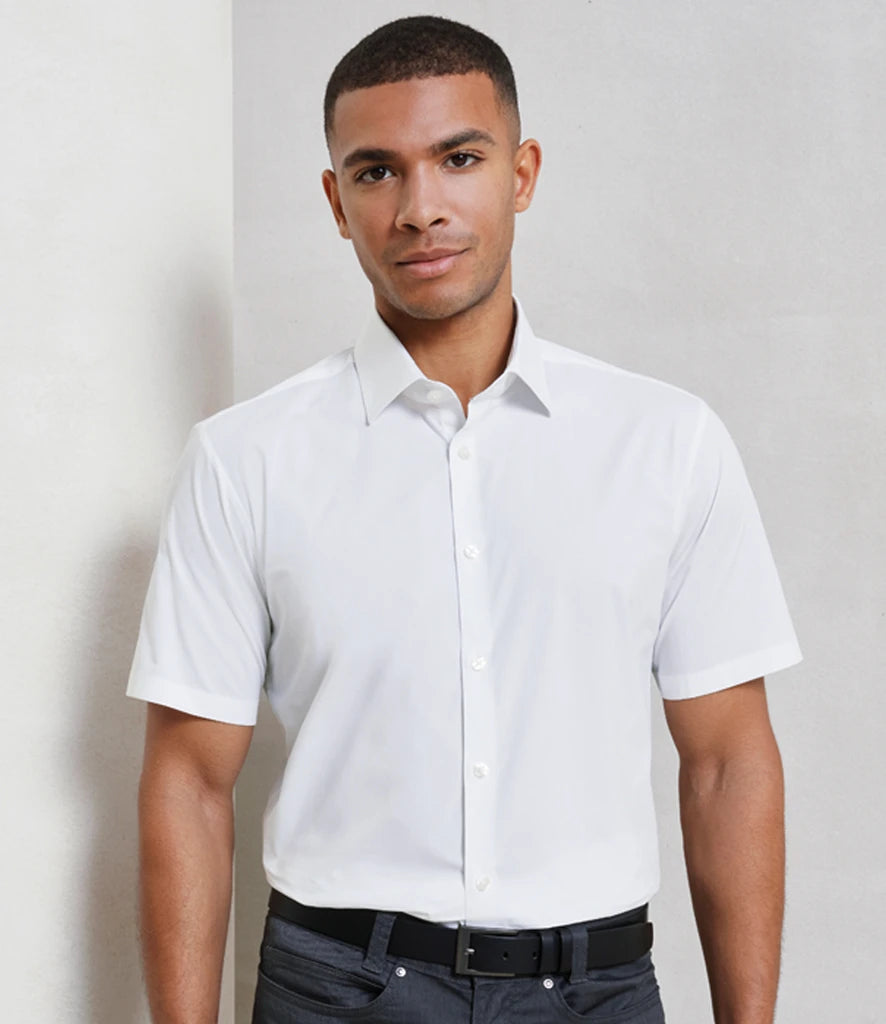 PR246 - Men's Short Sleeve Stretch Fit Poplin Shirt | White