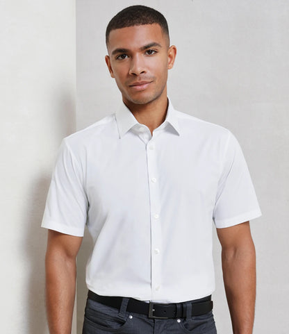 PR246 - Men's Short Sleeve Stretch Fit Poplin Shirt | White
