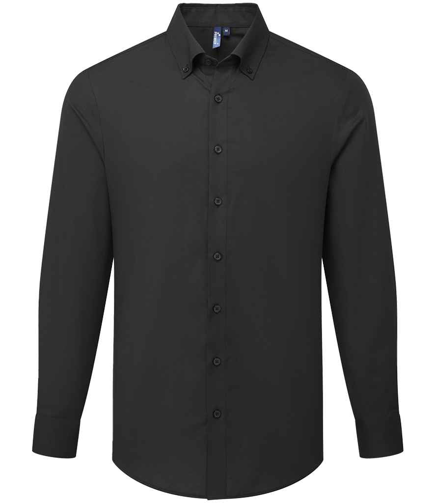 Premier PR284 Black Front - Shirt Ready to be Embroidered and Printed by Custard Workwear - Cheap Personalised and Customised Workwear in Nottinghamshire, Derbyshire and Leicestershire