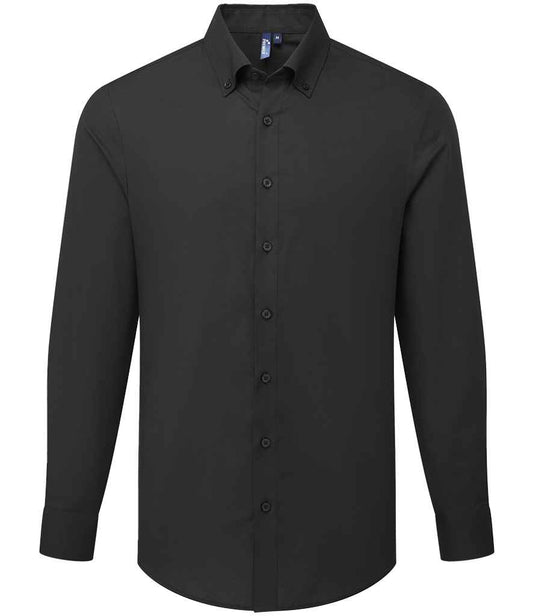 Premier PR284 Black Front - Shirt Ready to be Embroidered and Printed by Custard Workwear - Cheap Personalised and Customised Workwear in Nottinghamshire, Derbyshire and Leicestershire