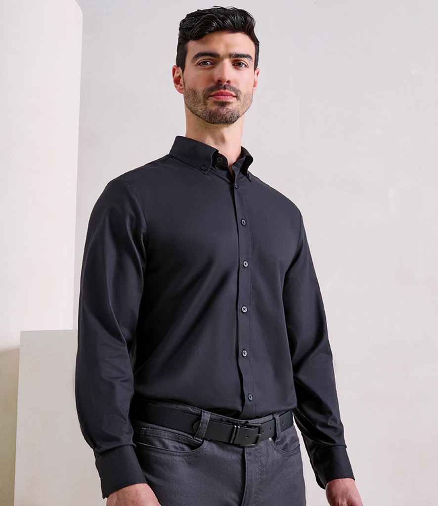 Premier PR284 Black Model - Men's Shirt Ready to be Embroidered and Printed by Custard Workwear - Cheap Personalised and Customised Workwear in Nottinghamshire, Derbyshire and Leicestershire
