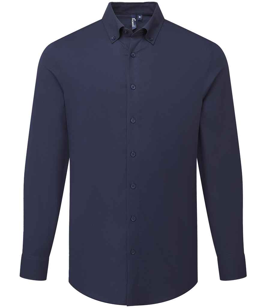 Premier PR284 Navy Front - Men's Shirt Ready to be Embroidered and Printed by Custard Workwear - Cheap Personalised and Customised Workwear in Nottinghamshire, Derbyshire and Leicestershire