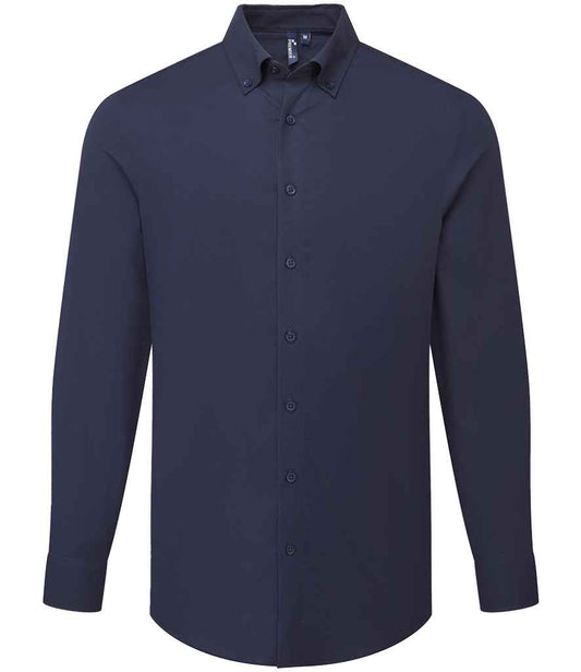 Premier PR284 Navy Front - Men's Shirt Ready to be Embroidered and Printed by Custard Workwear - Cheap Personalised and Customised Workwear in Nottinghamshire, Derbyshire and Leicestershire