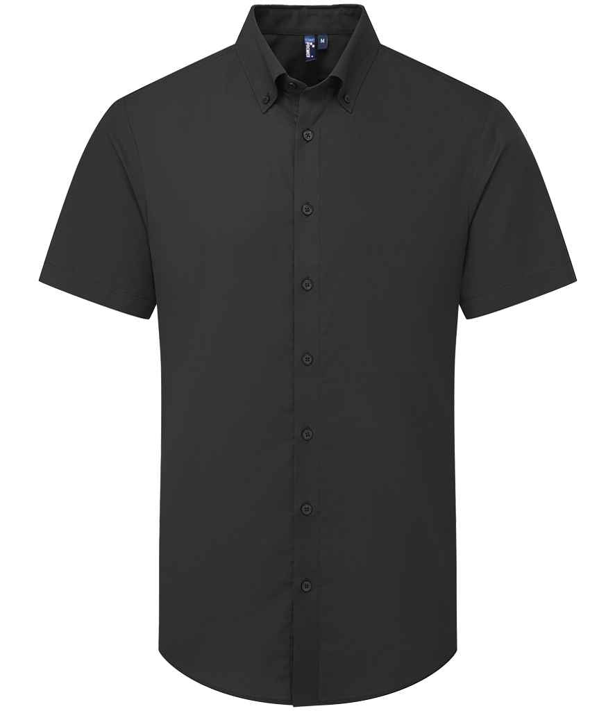 Premier PR286 Black Front - Men's Shirt Ready to be Embroidered and Printed by Custard Workwear - Cheap Personalised and Customised Workwear in Nottinghamshire, Derbyshire and Leicestershire