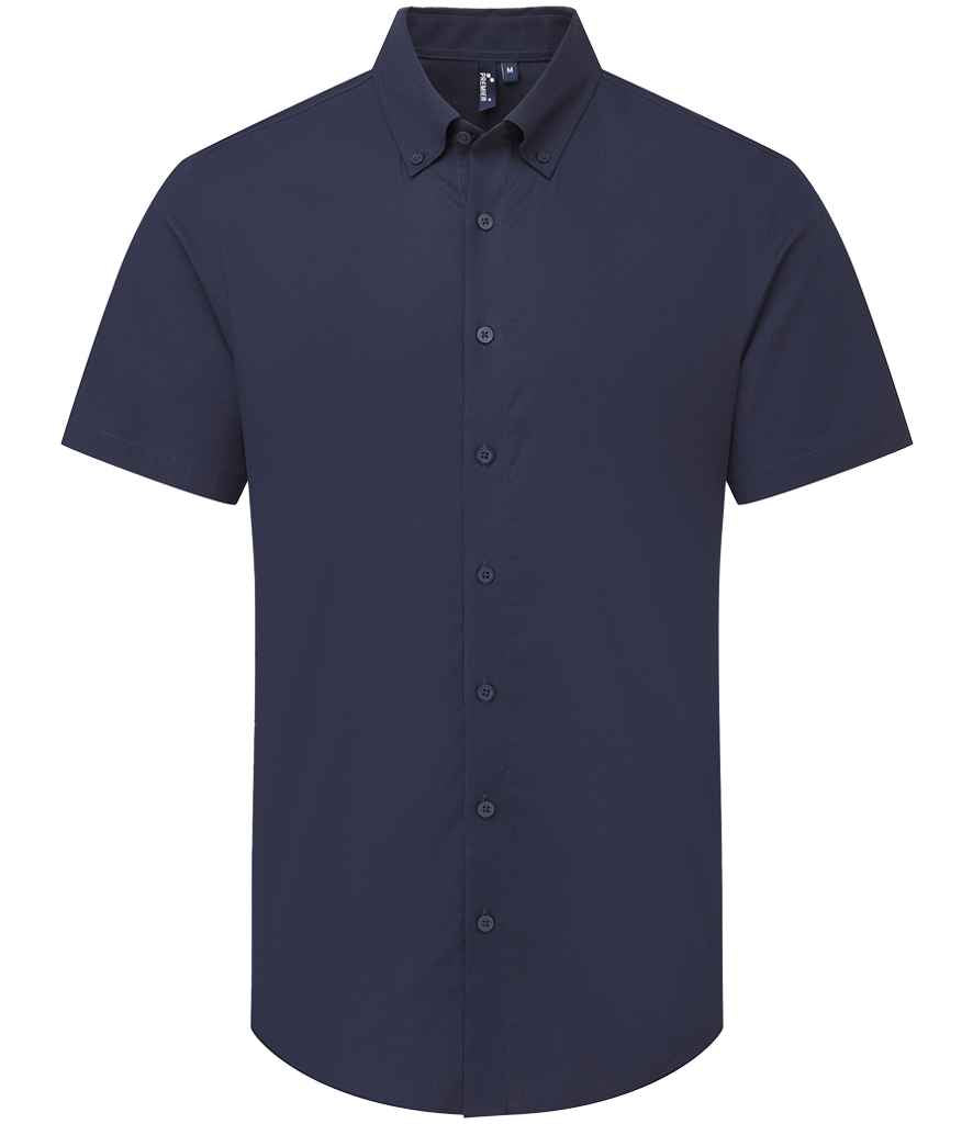 Premier PR286 Navy Front - Shirt Ready to be Embroidered and Printed by Custard Workwear - Cheap Personalised and Customised Workwear in Nottinghamshire, Derbyshire and Leicestershire