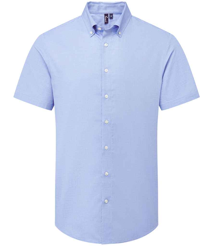 Premier PR286 Oxford Blue Front - Men's Shirt Ready to be Embroidered and Printed by Custard Workwear - Cheap Personalised and Customised Workwear in Nottinghamshire, Derbyshire and Leicestershire