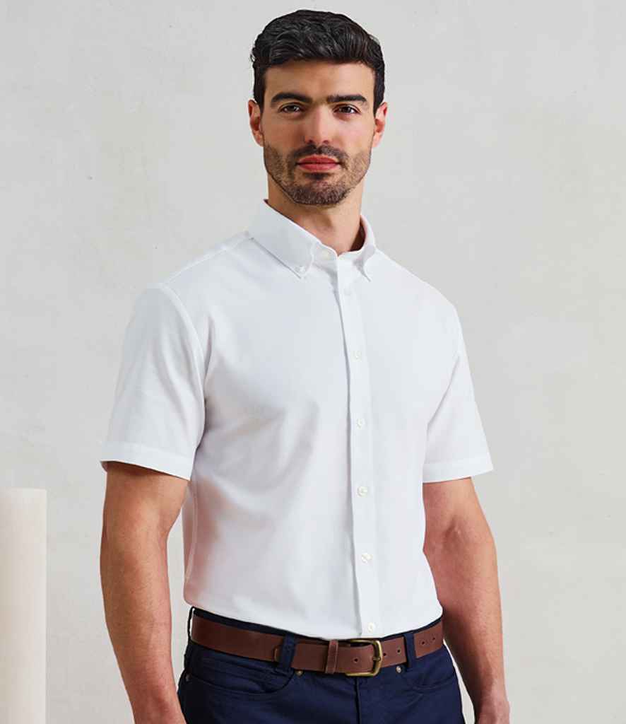 Premier PR286 White Model - Men's Shirt Ready to be Embroidered and Printed by Custard Workwear - Cheap Personalised and Customised Workwear in Nottinghamshire, Derbyshire and Leicestershire