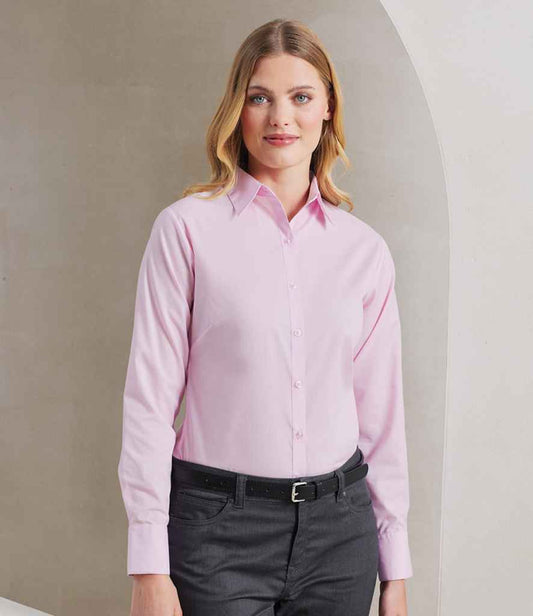 Premier PR300 Pink Model - Ladies Shirt Ready to be Embroidered and Printed by Custard Workwear - Cheap Personalised and Customised Workwear in Nottinghamshire, Derbyshire and Leicestershire