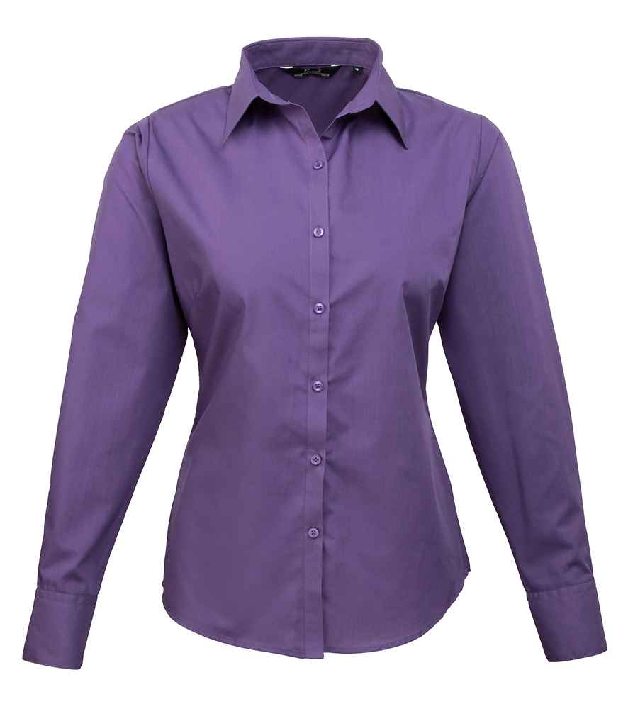Premier PR300 Purple Front - Ladies Shirt Ready to be Embroidered and Printed by Custard Workwear - Cheap Personalised and Customised Workwear in Nottinghamshire, Derbyshire and Leicestershire