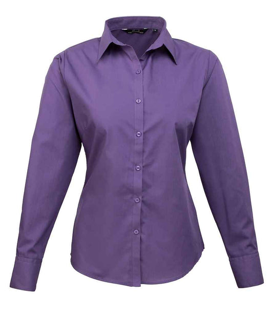 Premier PR300 Purple Front - Ladies Shirt Ready to be Embroidered and Printed by Custard Workwear - Cheap Personalised and Customised Workwear in Nottinghamshire, Derbyshire and Leicestershire