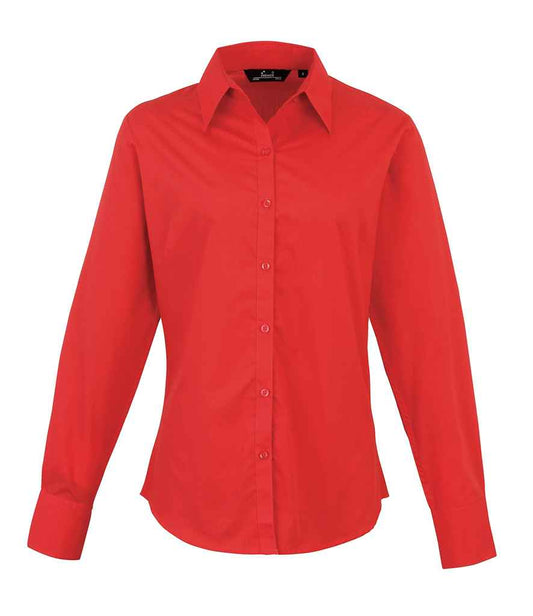 Premier PR300 Red Front - Ladies Shirt Ready to be Embroidered and Printed by Custard Workwear - Cheap Personalised and Customised Workwear in Nottinghamshire, Derbyshire and Leicestershire