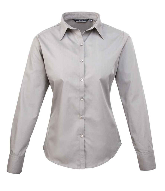 Premier PR300 Silver Front - Ladies Shirt Ready to be Embroidered and Printed by Custard Workwear - Cheap Personalised and Customised Workwear in Nottinghamshire, Derbyshire and Leicestershire