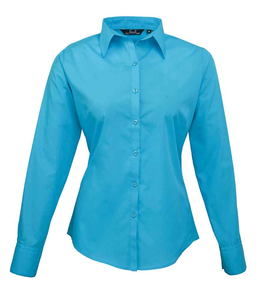 Premier PR300 Turquoise Blue Front - Ladies Shirt Ready to be Embroidered and Printed by Custard Workwear - Cheap Personalised and Customised Workwear in Nottinghamshire, Derbyshire and Leicestershire