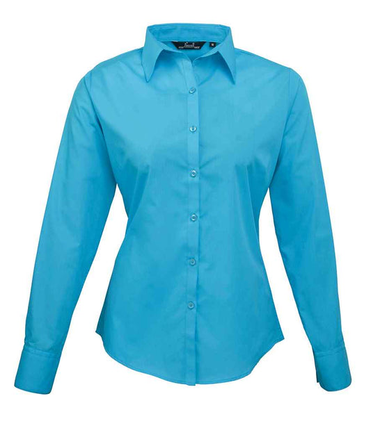 Premier PR300 Turquoise Blue Front - Ladies Shirt Ready to be Embroidered and Printed by Custard Workwear - Cheap Personalised and Customised Workwear in Nottinghamshire, Derbyshire and Leicestershire