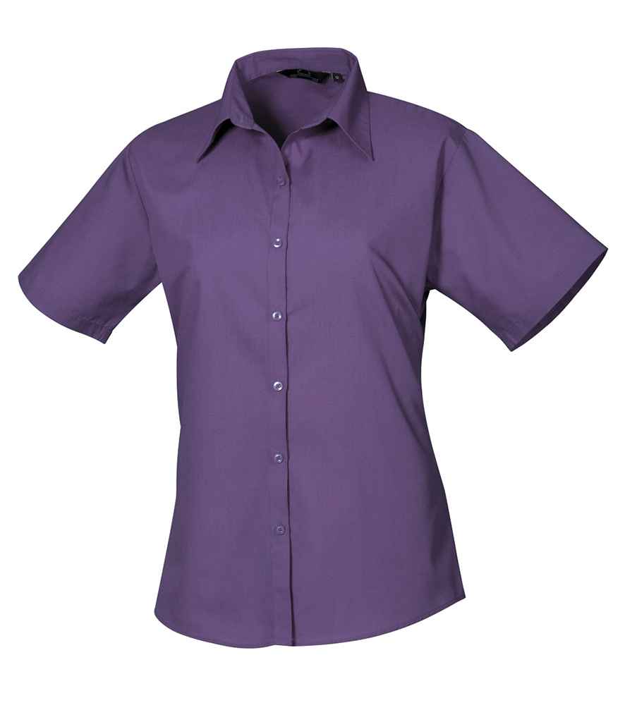 Premier PR302 Purple Front - Ladies Blouse Ready to be Embroidered and Printed by Custard Workwear - Cheap Personalised and Customised Workwear in Nottinghamshire, Derbyshire and Leicestershire