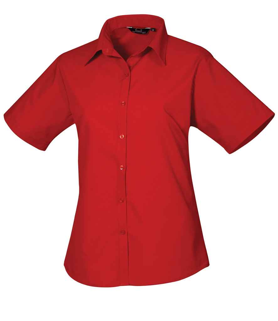 Premier PR302 Red Front - Ladies Blouse Ready to be Embroidered and Printed by Custard Workwear - Cheap Personalised and Customised Workwear in Nottinghamshire, Derbyshire and Leicestershire