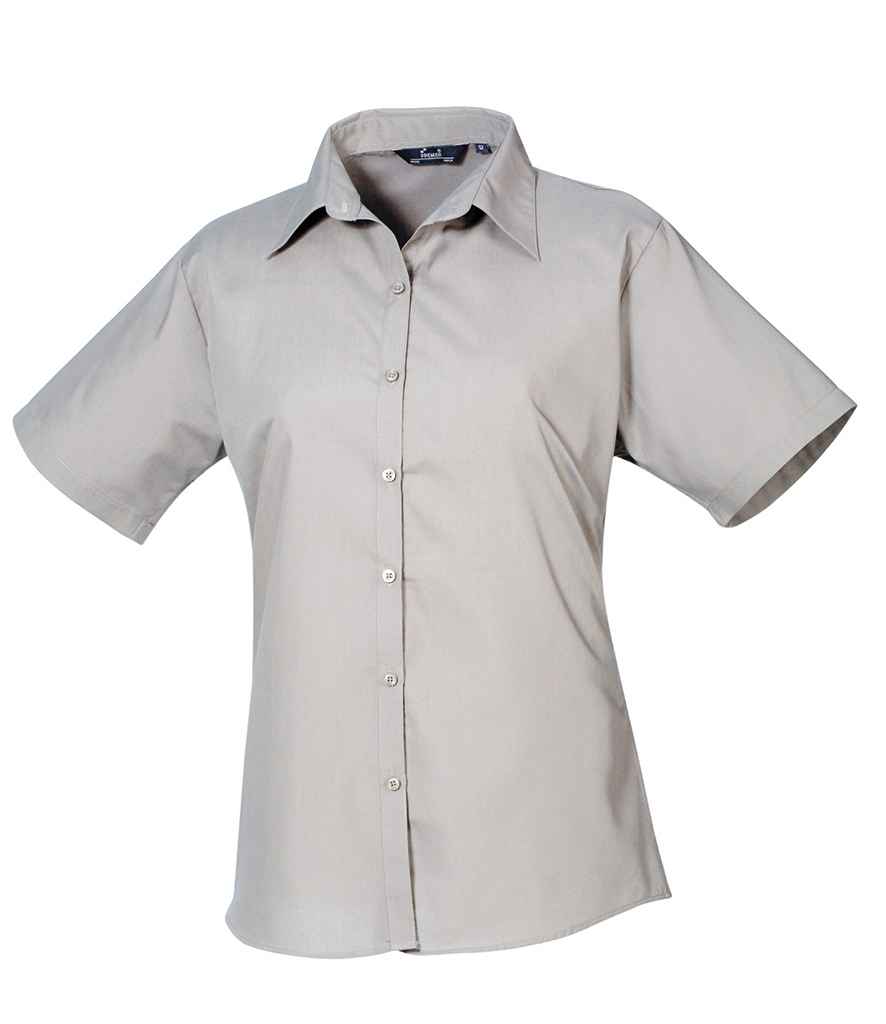 Premier PR302 Silver Front - Ladies Blouse Ready to be Embroidered and Printed by Custard Workwear - Cheap Personalised and Customised Workwear in Nottinghamshire, Derbyshire and Leicestershire