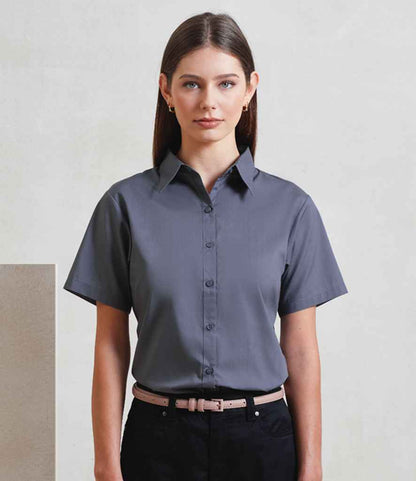Premier PR302 Steel Model - Ladies Blouse Ready to be Embroidered and Printed by Custard Workwear - Cheap Personalised and Customised Workwear in Nottinghamshire, Derbyshire and Leicestershire