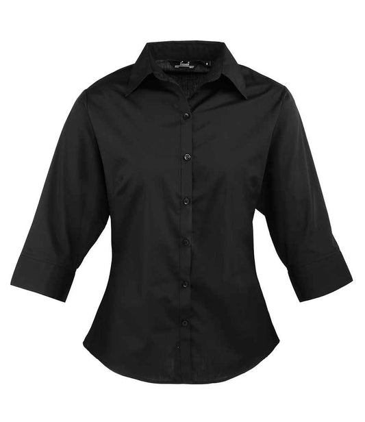 Premier PR305 Black Front - Shirt Ready to be Embroidered and Printed by Custard Workwear - Cheap Personalised and Customised Workwear in Nottinghamshire, Derbyshire and Leicestershire