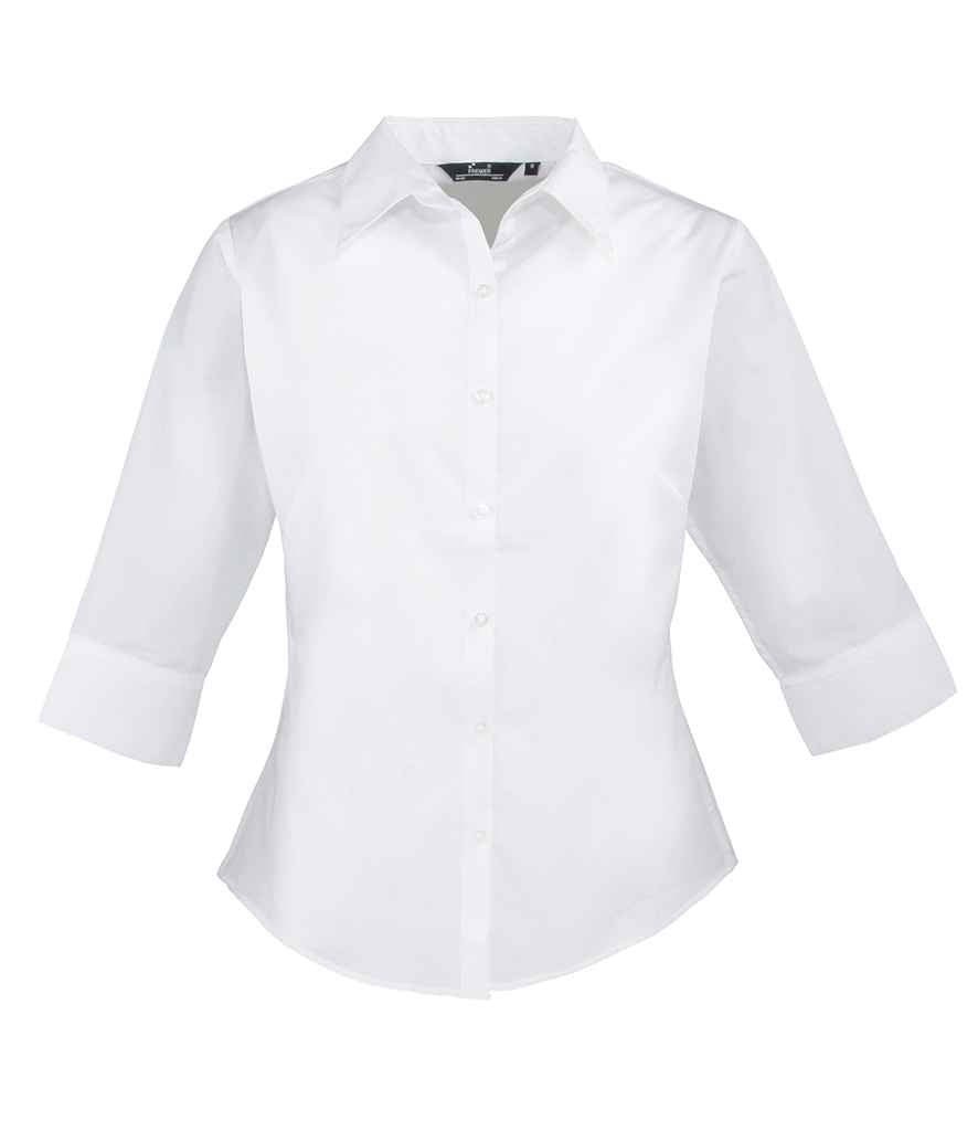 Premier PR305 White Front - Ladies Shirt Ready to be Embroidered and Printed by Custard Workwear - Cheap Personalised and Customised Workwear in Nottinghamshire, Derbyshire and Leicestershire
