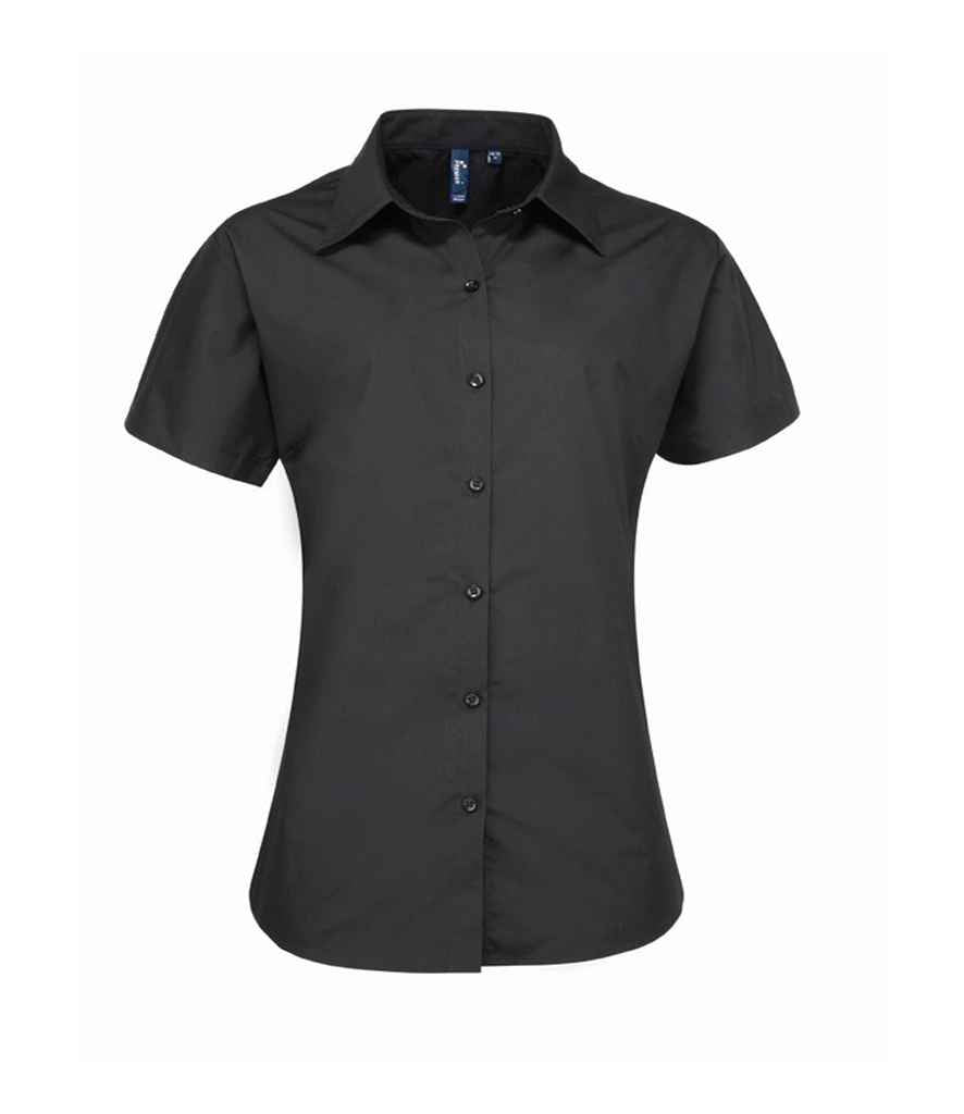 Premier PR309 Black Front - Shirt Ready to be Embroidered and Printed by Custard Workwear - Cheap Personalised and Customised Workwear in Nottinghamshire, Derbyshire and Leicestershire