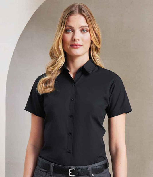 Premier PR309 Black Model - Ladies Shirt Ready to be Embroidered and Printed by Custard Workwear - Cheap Personalised and Customised Workwear in Nottinghamshire, Derbyshire and Leicestershire