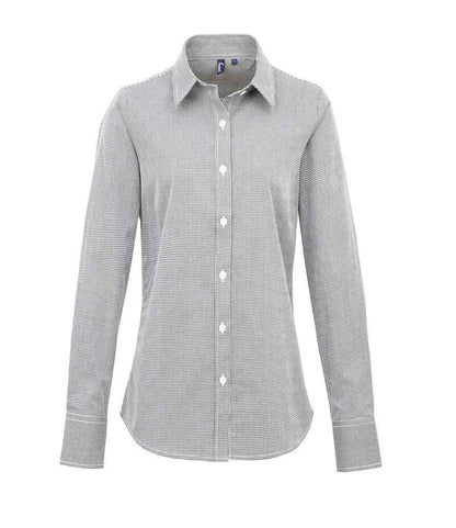 Premier PR320 Black/White Front - Ladies Shirt Ready to be Embroidered and Printed by Custard Workwear - Cheap Personalised and Customised Workwear in Nottinghamshire, Derbyshire and Leicestershire