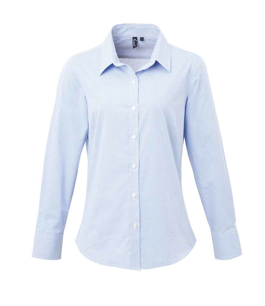 Premier PR320 Light Blue/White Front - Shirt Ready to be Embroidered and Printed by Custard Workwear - Cheap Personalised and Customised Workwear in Nottinghamshire, Derbyshire and Leicestershire