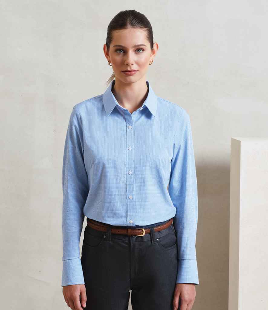 Premier PR320 Light Blue/White Model - Shirt Ready to be Embroidered and Printed by Custard Workwear - Cheap Personalised and Customised Workwear in Nottinghamshire, Derbyshire and Leicestershire