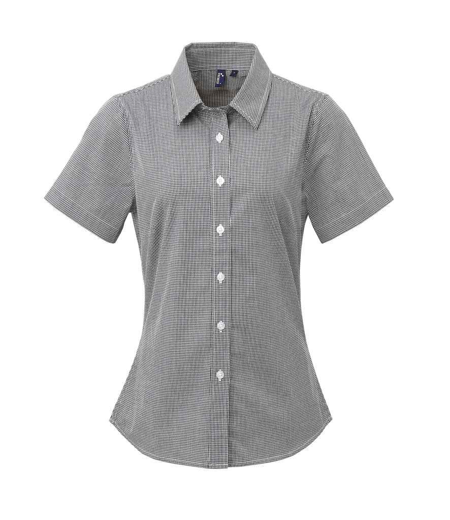 Premier PR321 Black/White Front - Ladies Shirt Ready to be Embroidered and Printed by Custard Workwear - Cheap Personalised and Customised Workwear in Nottinghamshire, Derbyshire and Leicestershire