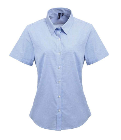 Premier PR321 Light Blue/White Front - Ladies Shirt Ready to be Embroidered and Printed by Custard Workwear - Cheap Personalised and Customised Workwear in Nottinghamshire, Derbyshire and Leicestershire