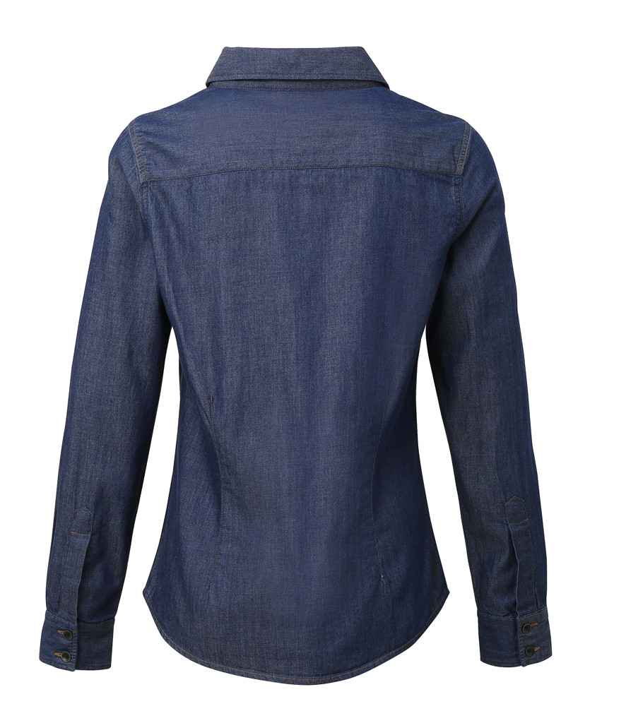 Premier PR322 Indigo Denim Back - Shirt Ready to be Embroidered and Printed by Custard Workwear - Cheap Personalised and Customised Workwear in Nottinghamshire, Derbyshire and Leicestershire